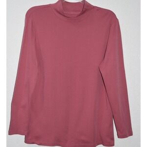 NorthStyle LARGE Pima Cotton Mock Neck Knit Top Long Sleeve PINK Soft Cozy